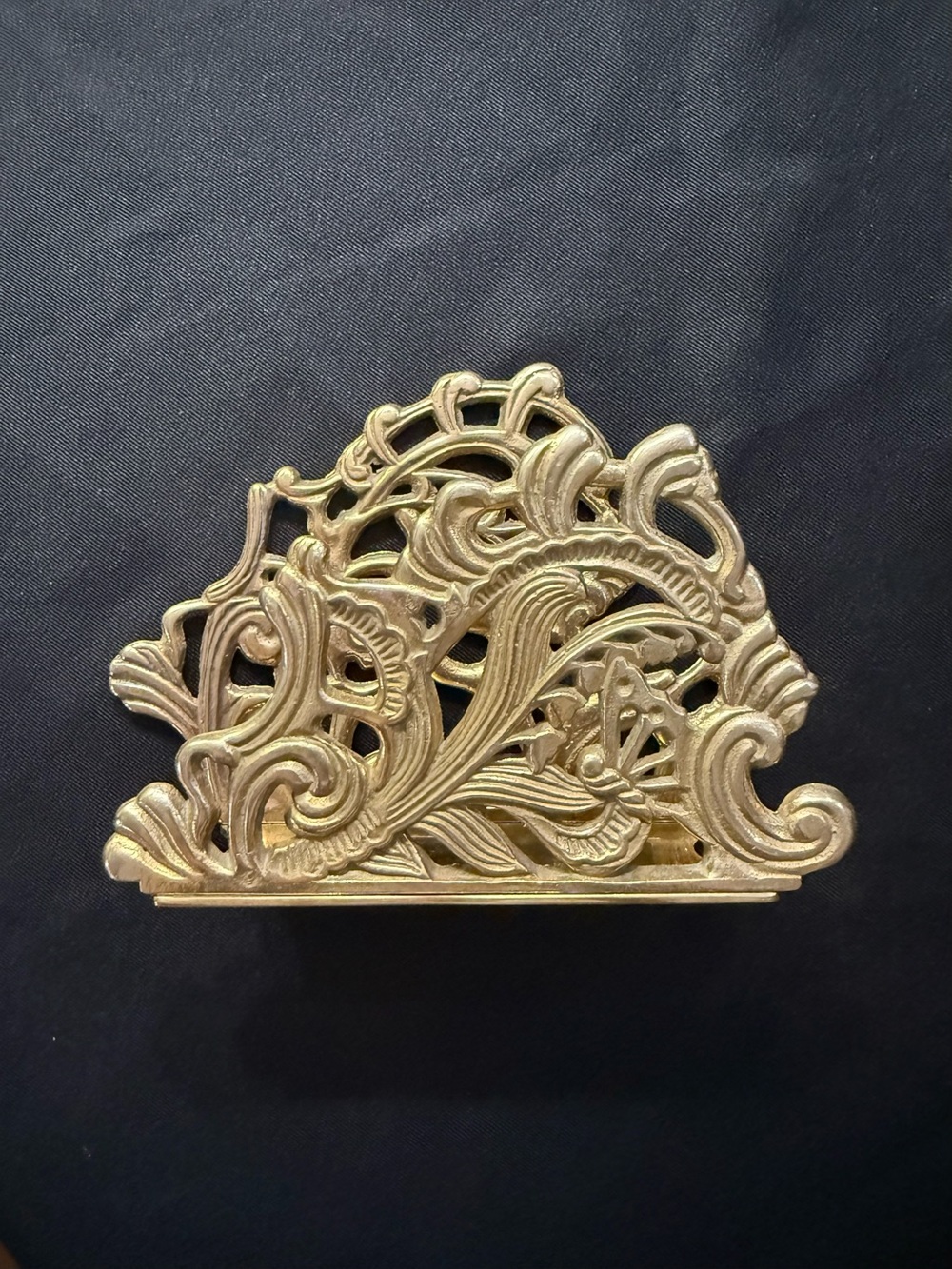 Vintage Ornate Brass Filigree Letter/Napkin Holder